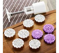 25g Mooncake Mould with 6pcs Flower Stamps Bakeware Cookie Cutter Hand Press Mould Cake Decoration Tool Kitchen Gadget for Kitchen Cookie Muffin Fondant Cupcake Dessert