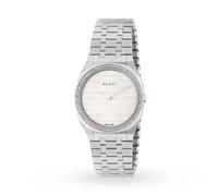 GUCCI 25H Diamond Silver Tone Dial Bracelet Watch