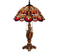 25in High Tiffany Stained Glass Desk Lamp, E27 Handmade Baroque Style Vintage Pastoral Flowers Bedroom Bedside Lamp, Lamps Tiffany Victorian Dining Tables Decorative Bar Reading (Zipper Switch)