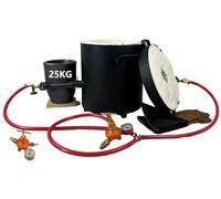 25KG/55LBS Propane Smelting Furnace, Extra Large Metal Melting Furnace with Crucible, Double Forge Burners and Dual Regulators, Foundry Casting Kiln for Melting Metal Recycle Gold Copper Aluminum