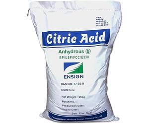 25KG Citric Acid ANHYDROUS Food Grade 100 Mesh | Bath Bomb Cleaning Descaling Home Brew by 1ne Nutrition, White