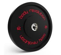 (25kg, Pair) Black Olympic Bumper Weight Plates Gym Training