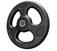 25kg York Olympic Weight Plates with Rubber Finish 2’’ Opening and Tri-Grips, Black Barbell Plates Discs for Lifting and Strength Training, Solid Cast Iron Core Weights (25, Kilograms)