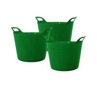 25L 25 Litre Small Eco-Friendly Recycled Flexi Tub - Dark Green - Multi Purpose Robust Flexible Storage Container Bucket, Set of 3.