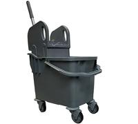 25L Industrial Kentucky Mop Bucket by Bayersan with Heavy-Duty Wringer & Wheels - Commercial Cleaning Bucket for Offices, Schools, Warehouses & Professional Use (Grey)