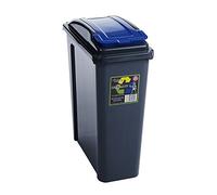 25L Litre Plastic Indoor Recycle Recycling Waste Bin with Blue Lid for in the Home / Kitchen - Made in the UK