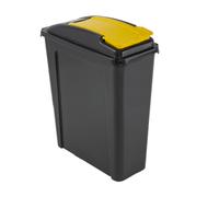 Wham Recycling Bin VFM 25 Litre Slimline Flip-Top Lid Yellow 190 x 400 x 510 mm