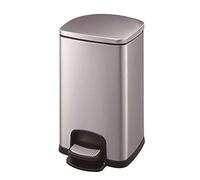 25L Outdoor Stainless Steel Trash Can with Soft Close Lid, Step Pedal, and Inner Plastic Bin - Large Recycling Bin for Garden, Patio, and Home Use