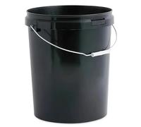 25L Plastic Bucket Pail + Handle & Lid - Heavy Duty ¦ Food Grade BPA Free ¦ Multi-use Fermentation Feed Dry Food Liquid Chemicals Hydroponics Storage Container BLACK
