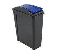 25L Recycling Bin Slimline Flap Lock Removable Lid | Heavy Duty Rubish Waste Bin for Home, Office, Kitchen, Animal Feed Storage | Space-Saving Dustbin Indoor/Outdoor Use [Made in UK] (Blue)