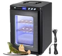 25L Reptile Incubator, 5°C-60°C Digital Egg Incubator with Heating & Cooling Thermostat - Portable Scientific Lab Breeding Box with LED Light for Snake, Lizard, Turtle black