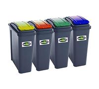 25L set of 4 recycling bins - red/green/blue/yellow by wham