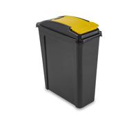 25L Slim Recycle Bin with Lid Plastic Capacity Space Saving Home Rubbish Trash Waste Dustbin For Office Kitchen Garage Living Toilet Bath Caravan Camping (YELLOW, 25 L)