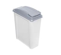 25L Slim Recycling Bin with Colour Coded Flap Lid - Durable Heavy Duty Plastic Kitchen Rubbish Bin, Narrow Waste Dustbin for Home, Office or Utility Room (Clear/Cool Grey)