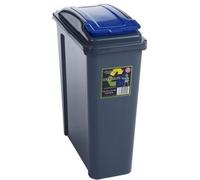 25L Slimline Recycle Kitchen Waste Bin 25 Litre Plastic Storage Bin With Blue Lid By HotDeals-UK