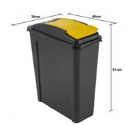 Wham Recycling Bin VFM 25 Litre Slimline Flip-Top Lid Yellow 190 x 400 x 510 mm