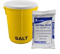 25L Yellow Grit Salt Bin 43cm with Lid and 10kg White De-Icing Salt for Driveway, Path and Patio