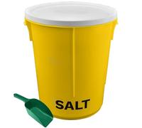 25L Yellow Grit Salt Bin 43cm with Lid and Scoop for De-Icing Salt or Grit for Driveway, Path and Patio