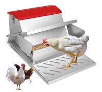 25lbs Automatic Chicken Feeder-Metal Treadle Poultry Feeder, No Waste Rat Proof Chicken Feeder with Sturdy Galvanized Steel Build and Weatherproof Locking Lid for Duck, Fowl, Pheasant Outdoor