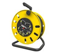25M 13A 4Way Gang Socket Ext. Open Cable Reel,Thermal Cut-Out & Power Switch,Retractable Ethernet Winder,Hi-Vis Cable