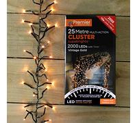 25m 2000 Vintage Gold LED Multi-Action Cluster SupaBrights with 8 Hour Timer