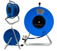 25m Cable Reel, Heavy Duty Extension Lead Reel with 25 Metres 1.5mm Cable, 2 Way 13 Amp Sockets, UK Plug and Thermal Cut Out for Overload Protection