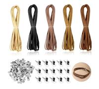 25M Faux Suede Cord for Jewellery Making, 5 Pcs Leather Strings for Crafting Leather Cords with 100 Jewelry Clasp Cord Ends Suede Cords Flat Rope String for Bracelet Art Crafts Beading Necklace