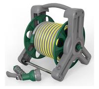 Garden Hose Reel 25M (ø 15 mm), 2-in-1 as Free Standing or Wall Mounted Garden Hose, Complete with Hose Guide, Nozzle and Fittings, Robust Frame for Stability, Compact Hose Reel Flexibility Use