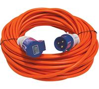25m Orange Caravan / Camping Hook up Extension Lead Cable with 16 amp Blue Plug and Socket