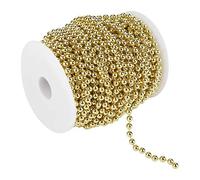25M Roll 6mm Artificial Pearls String Wire Beads Garland for Wedding Party Decoration Supplies DIY Crafts (Gold)