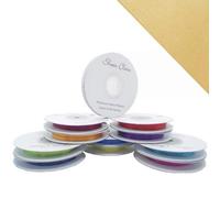 25M Single roll of Double Faced Satin Ribbon 3mm, 6mm, 10mm, 16mm Widths (Antique Gold, 3mm)