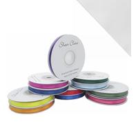 25M Single roll of Double Faced Satin Ribbon 3mm, 6mm, 10mm, 16mm Widths (White, 6mm)