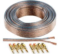 Loops 25m Speaker Cable & 8x Gold Banana Plugs - 2.5mm Wire Binding Post Amp HiFi CCA… Loops Multicolor