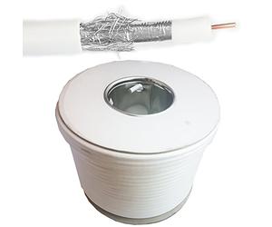 25m White External/Outdoor Coaxial/Coax RG6 Aerial Cable -Shielded Sat/Satellite Freeview TV CCS Core & PVC Jacket Wire - Loops