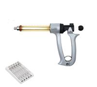 25ml/50ml Adjustable Continuous Syringe With Needle Animal Semi-Automatic Injection Vaccine Chicken Cow Sheep Horse Veterinary Metal Feeding Gun(50ml,Needle-NO.12x38)