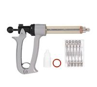 25ml/50ml Continuous Syringe With Needle Animal Semi-Automatic Vaccine Chicken Cow Sheep Horse Veterinary Metal Feeding Gun(25ml,Needle-NO.16x25)