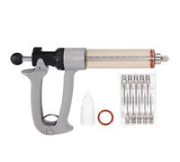 25ml/50ml Continuous Syringe With Needle Animal Semi-Automatic Vaccine Chicken Cow Sheep Horse Veterinary Metal Feeding Gun(50ml,Needle-NO.14x25)