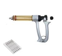 25Ml/50Ml Vaccine Continuous Syringe Semi-Automatic Scale Injector 10 Needles Veterinary Chicken Sheep Tools Veterinary Metal Feeding Gun(50ml,14x25)