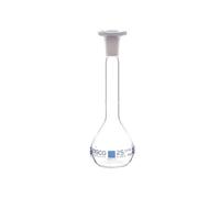 25mL Class A Volumetric Flask with Acid Proof Polypropylene Stopper, Borosilicate 3.3 Glass - Eisco Labs