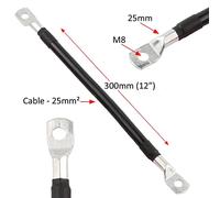 25mm² 170A Copper Battery Lead Power Strap Earth Bond Lead Cable M8 Positive/Negative