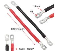 25mm² 170A Copper Battery Lead Power Strap Earth Bond Lead Cable M8 Positive/Negative