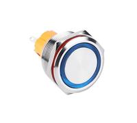 25mm 1NO1NC Momentary Self-locking Led Illuminated Ring Power Light 12V/24V/110V/220V 5Pin Push Button Switch IDGTTLDF(Power logo Light)