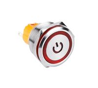 25mm 2NO2NC Self-locking Momentary 12V/24V/110V/220V Led Illuminated Ring Power DPDT Light Push Button Switch IDGTTLDF(Harness socket,12V Blue LED)