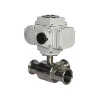 25mm 3 Way High Platform Motorized Ball Valve Stainless Steel Q911F-16P Tri Clamp Ferrule Type Electric Ball Valve(L Type_12VDC)