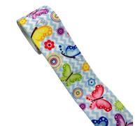 25mm 38mm 1 Meter/Lot Feather Butterfly Print Garment Waist Elastic Webbing DIY Apparel Band Bags Strap Sewing Accessories-GE102 Butterfly-25mm-1Meter
