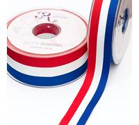 25mm/38mm Red, White and Blue Stripe Tri Ribbon for Kings Coronation (38mm-3m Length)