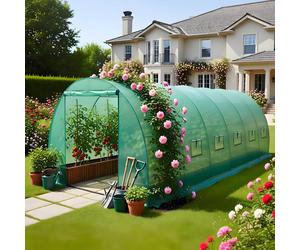 (25MM, 6X3X2M) BIRCHTREE Fully Galvanised Frame Polytunnel Greenhouse Pollytunnel Poly Tunnel