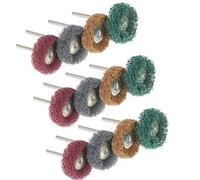 25mm Abrasive Buffing Wheel, Polishing Accessories for Rotary Tools - Brown 80Grit /Green 150Grit /Red 240Grit /Black 300Grit, Scouring pad and Metal Shank - 8/12pcs