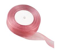 25mm Bean Pink Organza Ribbon for Gift Wrapping 45M - Chiffon Thick Ribbon for Hair Bow, Christmas, Cake, Wedding, DIY Crafts, Car Decoration