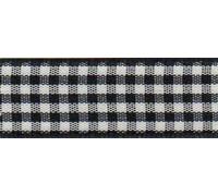 25mm Berisford Gingham Ribbon 10 Black - per metre